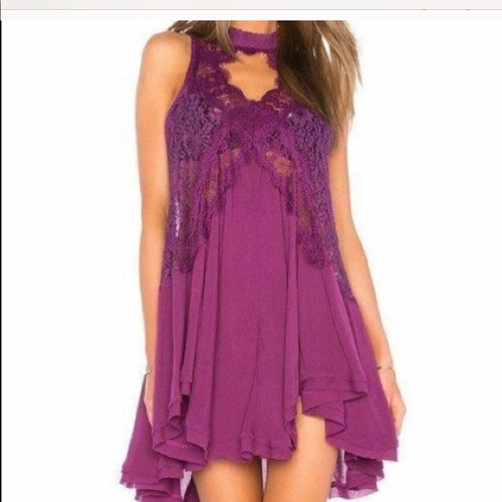 Free people Tell Tale purple lace dress/tunic